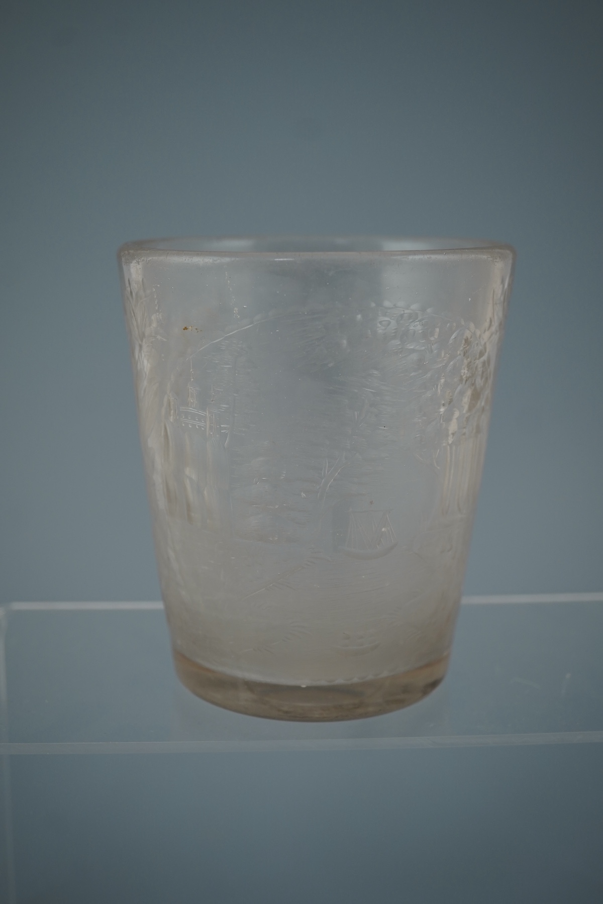 Two Bohemian engraved glass beakers, c.1680-1700